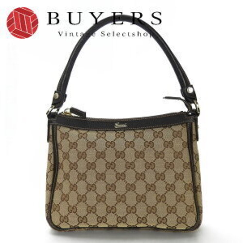 Gucci Tan canvas leather Beige Hobo Black Shoulder bag GG handbag